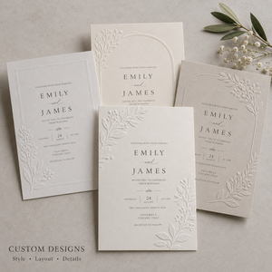 Invito Matrimoniale Botanico Senza Tempo Personalizzato, Stampa in Rilievo con Ramo d'Ulivo e Layout Tipografico Pulito - Product Image 3