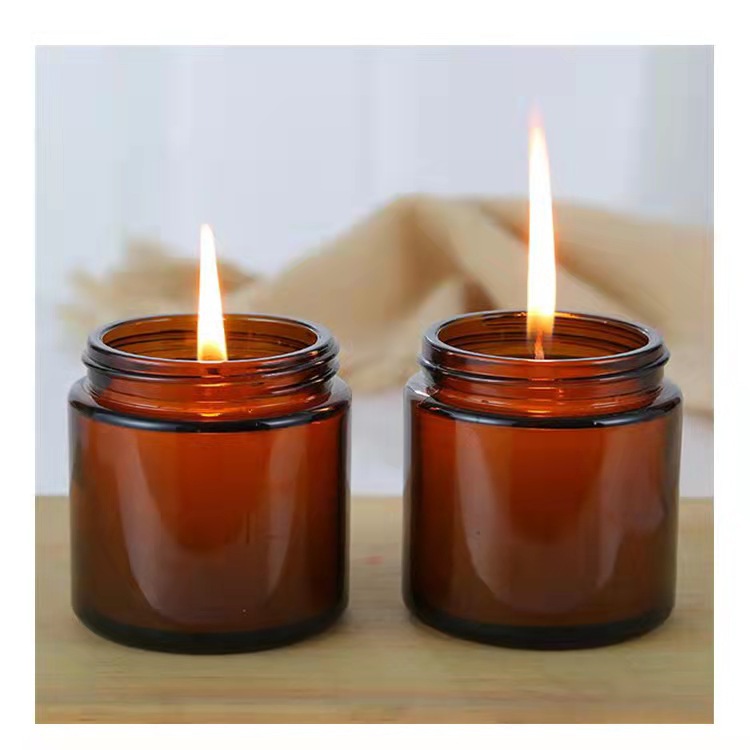 Wholesale Candle Container Glass With Lid For Wax Custom Logo amber glass candle jar
