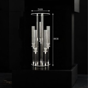 Support à fleurs multi-têtes en acrylique transparent, chandelier, décoration d'allée de mariage, centre de table pour événements et fêtes - Product Image 5