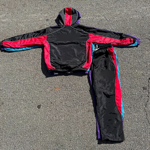 OEM Custom LOGO Embroidery Two Piece <b>Zip</b> <b>up</b> <b>Jacket</b> Long Set with Reflective Polyester Windbreaker Tracksuits for Men - Product Image 2