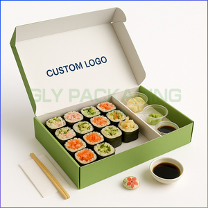 Bán buôn tùy chỉnh phân hủy sinh học giấy Sushi hộp takeout với Divider Nhật Bản Phong Cách dùng một lần ăn trưa bao bì cấp thực phẩm - Product Image 4