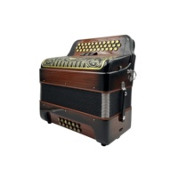 Accordéon Diatonique Professionnel SEASOUND 34 Boutons 12 Basses 3 Registres Corps en Bois Flamme Grille Noire et Dorée JB3412C