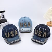 Gorra de Béisbol de Mezclilla Hecha a Mano para Mujer, Gorra Casual para Exteriores, Gorra Versátil Tipo Duckbill con Adornos de Diamantes, Accesorio de Moda