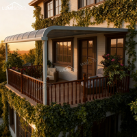 Toldo Plano de Aleación de Aluminio de Lujo, Resistente a la Lluvia, Manual, Duradero, Resistente al Viento, con Características de Estilo Arquitectónico Minimalista, Moderno para el Hogar