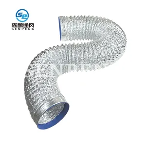 4" 10ft HVAC Silver Grey Double Layers Spiral Aluminum Ducting