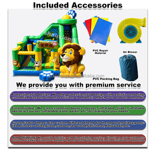 Château <span class=keywords><strong>gonflable</strong></span> commercial d'extérieur sur le thème des animaux avec toboggan et mur d'escalade, idéal pour les fêtes en extérieur - Product Image 3