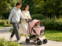 Nouveau chariot pliable en métal 2026 personnalisé pour chats et chiens, sac de voyage extérieur pour animaux de compagnie, panier séparable