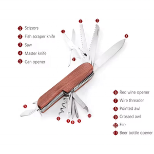 Personalización aceptada 11 en 1 plegable multiusos suizos con mango de madera de múltiples herramientas de bolsillo de la <span class=keywords><strong>Knife</strong></span> - Product Image 4
