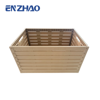 Caisse pliable en plastique à texture imitation bois avec couvercle, conteneur de rangement ventilé et pliable pour la cuisine et le garde-manger