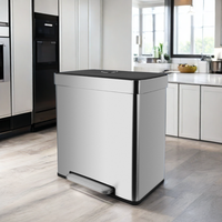 Poubelle de tri à deux compartiments recyclable en acier inoxydable de 13.2 gallons
