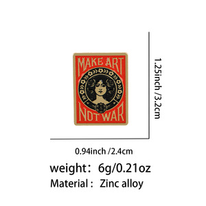 เข็มกลัดเคลือบเงาแบบวินเทจ ลายดอกไม้ ผู้หญิง  แรงบันดาลใจจาก Shepard Fairey  ทำศิลปะเพื่อสันติภาพ ไม่ใช่สงคราม - Product Image 6