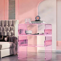 Table d'appoint de salon double couche en acrylique Table d'appoint de chambre détachable