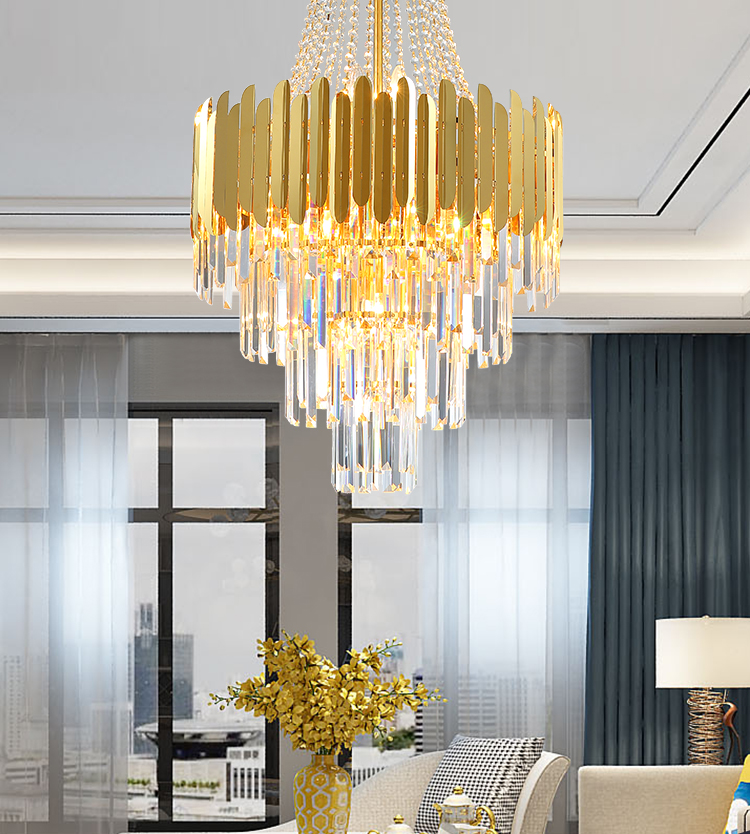 Top Italian  luxury indoor villa hotel stair led golden chandelier modern lamp ceiling home crystal glass hanging light