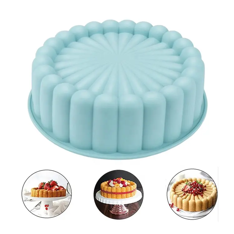 8 9 10 Inch Non Stick Round Flower Bundt Charlotte Cake Pan Silicone Cake Molds for Baking Cheese Rainbow Lace Cake