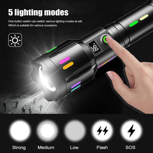 Lampe torche LED rechargeable Antiruo 1000+ Lumens en alliage d'aluminium, recharge USB, faisceau réglable, lampe tactique de camping - Product Image 6