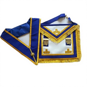 Tablier en cuir vintage artisanal avec perles brodées et col magnétique |   Tablier de maçon de la franc-maçonnerie anglaise - Product Image 1