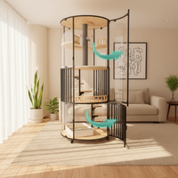 Villa pour chat de luxe, grande, intégrée et fermée, avec toilettes, multifonctionnelle, maison d'intérieur pour animaux, forme florale, élégante, meuble de salon