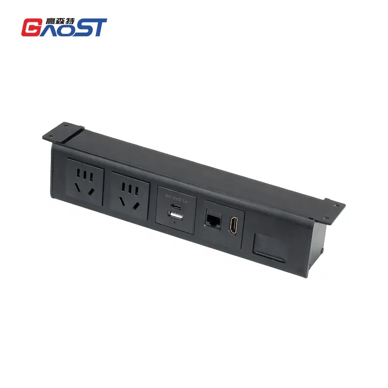 EU power outlet Hanging 0n table under desk USB strip socket /Aluminum alloy desktop electrical under desk power USB socket