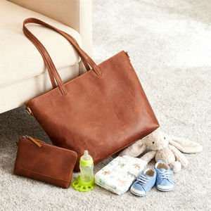 Nhà Sản Xuất OEM Da Tote Tã Túi Cổ Điển Cognac Vegan Da Mulri-Chức Năng Mẹ Túi Xách Vai Túi Với Ví - Product Image 6