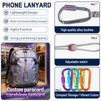 Cordón Multifuncional Personalizado para Cuello y Mano, con Mosquetón, para Prevenir Pérdidas, Herramientas de Supervivencia al Aire Libre, Paracord Trenzado, para Llaves y Celular