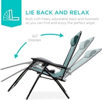 Chaise longue inclinable en maille d'acier réglable à gravité zéro avec oreillers, porte-gobelets et plateaux, vert forêt