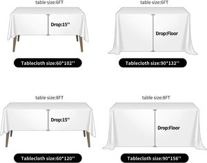 90x156 Zoll Rechteckige Tischdecke für 6-Fuß-Tisch aus Waschbarem Polyester Weiße Tischdecke - Product Image 4