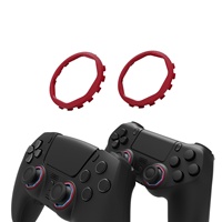 Anneaux d'accentuation octogonaux à claviers intégrés, couleur Rouge Carmin, pour coques EXtremeRate PS5 Luna Redesigned et PS4 Ghost Redesigned