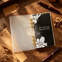 Protège-cahier transparent Hongbo A6 à motif dentelle en acrylique, six trous, pour agenda, coque DIY de haute qualité