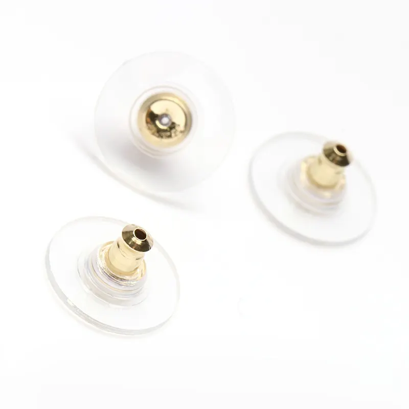 14K Gold Filled 5.5x4.5mm Disc Silicone Bullet Ear Nuts, Earring Back Stoppers Wholesale Findings