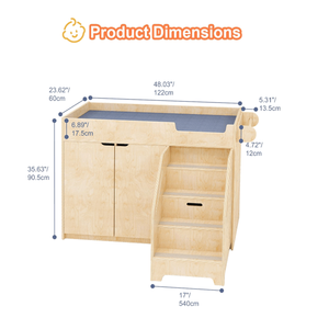 Vente en gros Table à langer en bois pour bébé <span class=keywords><strong>Station</strong></span> à langer pour tout-petits avec rangement dans les escaliers Taille personnalisée OEM/ODM disponible - Product Image 2