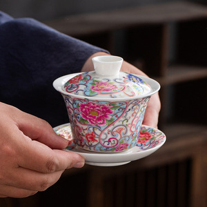 Set da Tè Gongfu in Porcellana PFT, Stile Minimalista Avorio, Tre Pezzi con Coperchio e Ciotola per Preparazione del Tè a Casa - Product Image 4