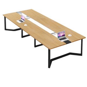 Table de conférence rectangulaire Mingzu 240 cm, bureau de réunion et de formation avec gestion des câbles pour 10 personnes - Product Image 1