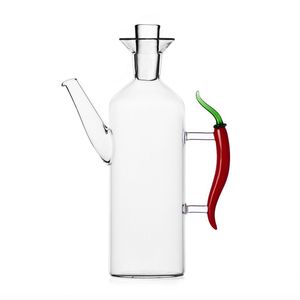 Cruet à huile de piment artisanal Ichendorf en verre avec poignée en piment rouge, sans couvercle, pour le stockage des épices de cuisine - Product Image 1