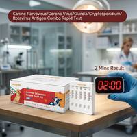 Kit de test rapide 5 en 1 pour chiens GI : Cassette de diagnostic vétérinaire combinée pour la détection des antigènes CPV, CCV, GIA, CRYPTO, CRV (diarrhée canine)