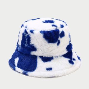 Wholesale New Hot Sale Dairy Cow Fur <b>Hats</b> Warm Soft Outdoor Fisherman Cap Winter Leopard Print Plush Furry Bucket <b>Hat</b> - Product Image 5