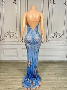 Vestidos lüks kelebek kanatları elmas doğum günü düğün konuk uzun elbise kadın akşam yemeği elbisesi bayanlar akşam balo Mermaid elbise - Product Image 6