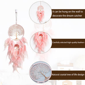 Les ventes directes d'usine peuvent être personnalisées décoration murale de la maison grand <span class=keywords><strong>attrape</strong></span>-rêves en plumes roses pouvant être accroché - Product Image 4