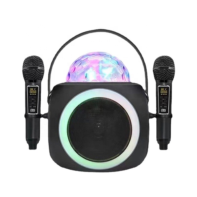 SD325 High Quality Outdoor Dj Party Portable Karaoke Speaker With 2 Wireless Mic Party Bluetooth Speaker With Led Disco Light