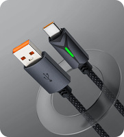 Kabel Data Tipe-C 6A 120W untuk Ponsel, Kabel Pengisian Daya Cepat Flash yang Sepenuhnya Kompatibel dengan Lampu, Kabel Pengisian Cepat Pintar
