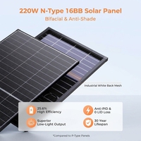Panneaux solaires bifaciaux anti-ombre de type N 440 W 16BB, 2 pièces 220 W, module PV mono IP68, chargeur d'alimentation pour bateaux marins 12 V/24 V