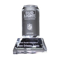 Trofeo de Cristal de Lujo Personalizado con Texto y Logotipo, Modelo de Lata de Cerveza
