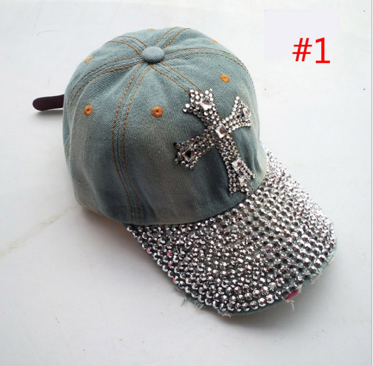 Gorra De Béisbol Ajustable Denim Con Letras Brillantes - Unisex, Talla única, Diseño Vintage Snapback
