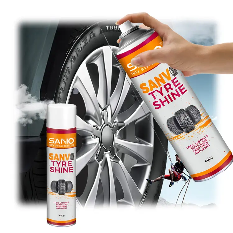 SANVO 공장 도매 자동차 청소 에어로졸 스프레이 제조업체 타이어 샤인 자동차 관리 폼 왁스 클리너 스프레이 타이어 폼 클리너