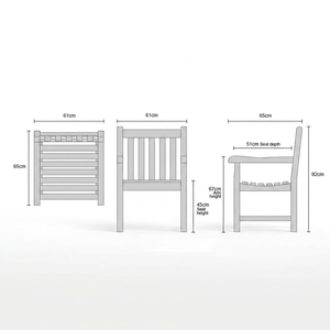 Chaise de jardin moderne en bois massif de haute qualité avec accoudoirs, mobilier d'extérieur - Product Image 2