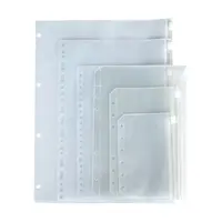 Suporte de lixa de plástico a5 a6 a7, transparente, folha de envelope 6 furos, zíper de bolso, folha solta