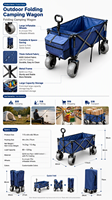 Chariot pliable à roues gonflables pour extérieur, option OEM, pour le rangement et le shopping, chariot de remorquage pour le camping, la pêche et la plage