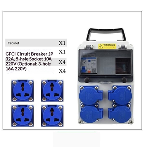 กล่องเต้ารับไฟฟ้าแบบพกพา กันน้ำ พร้อมเต้ารับ 4 ช่อง 10A 2P32A RCD IP54 สำหรับใช้ในบ้านและนอกบ้าน - Product Image 2