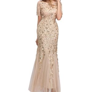 Robes de demoiselle d'honneur scintillantes pour femmes, manches courtes, coupe évasée, robes de soirée courtes pour fêtes - Product Image 4