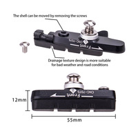 Plaquettes de frein pour vélo de route, étrier C, caoutchouc remplaçable, bloc de coque, jantes en alliage d'aluminium, roue de friction, frein 55 mm