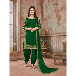 ชุดสูททำงานฝีมือจากร้าน Salwar Kameez ชุดชาวอินเดียชุดผ้าไหมสไตล์ปากีสถานชุดของผู้หญิง - Product Image 1